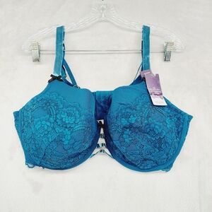 New Cacique Blue White Tie Die Lightly Lined Balconette Bra P404